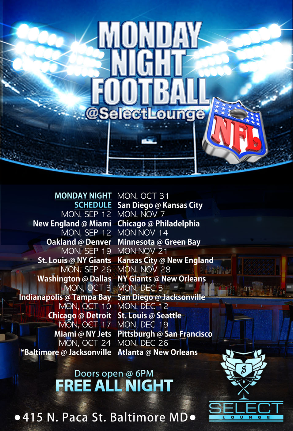 Download this Monday Night Football Every Select Lounge Redskins picture